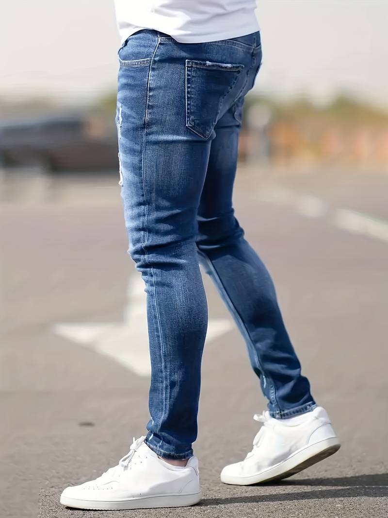 Herren Skinny Jeans | Ripped Stretch Denim mit Schlanker Passform