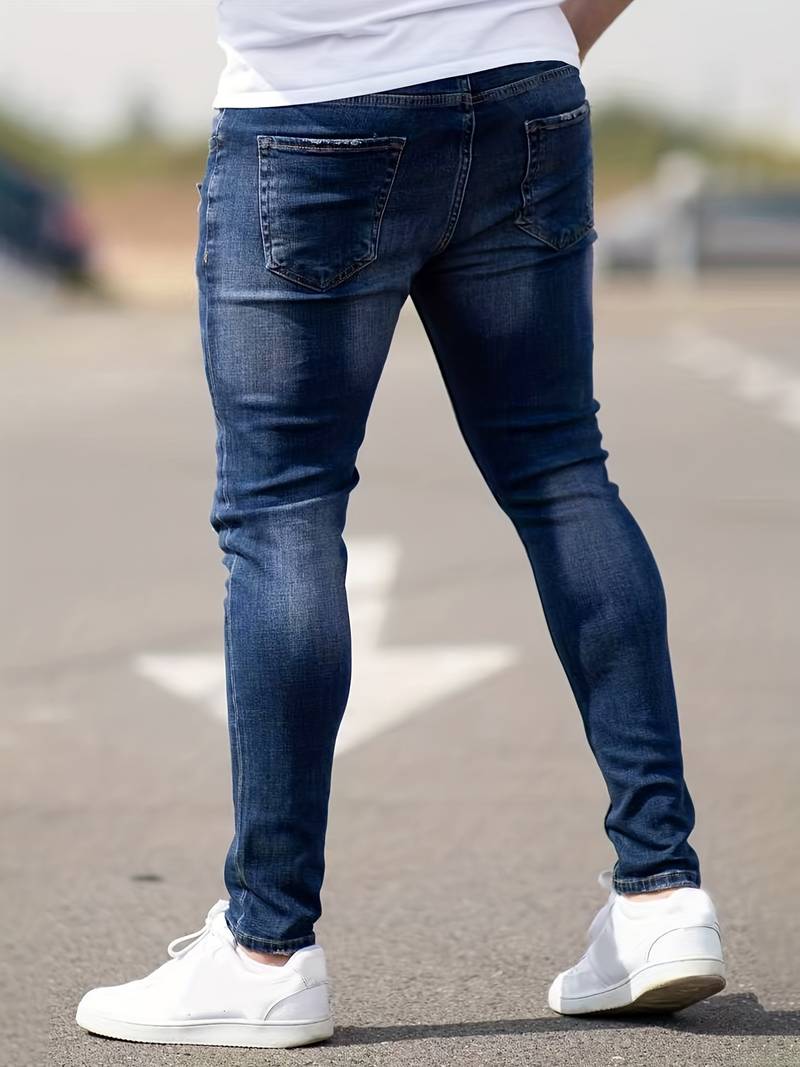 Herren Skinny Jeans | Ripped Stretch Denim mit Schlanker Passform