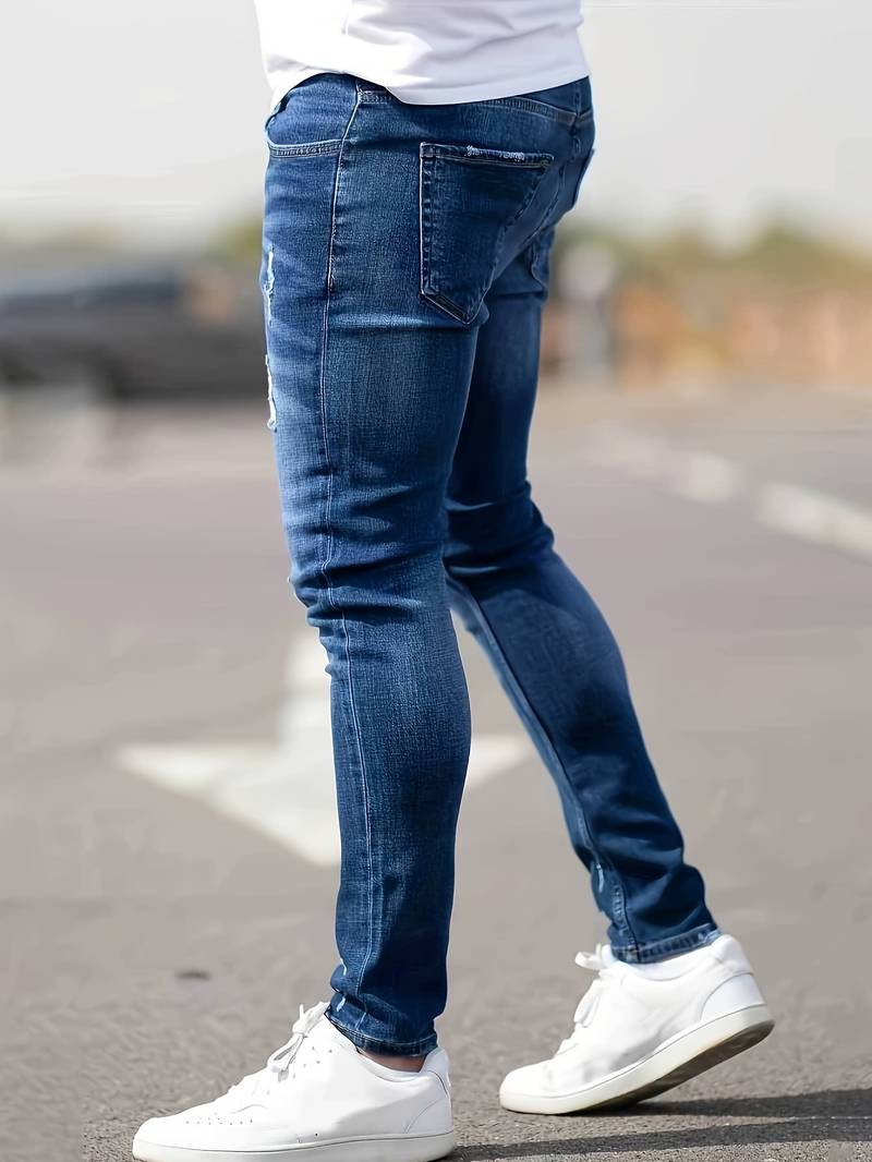 Herren Skinny Jeans | Ripped Stretch Denim mit Schlanker Passform