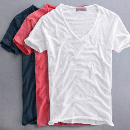 Herren Sommer V-Ausschnitt Freizeit T-shirt