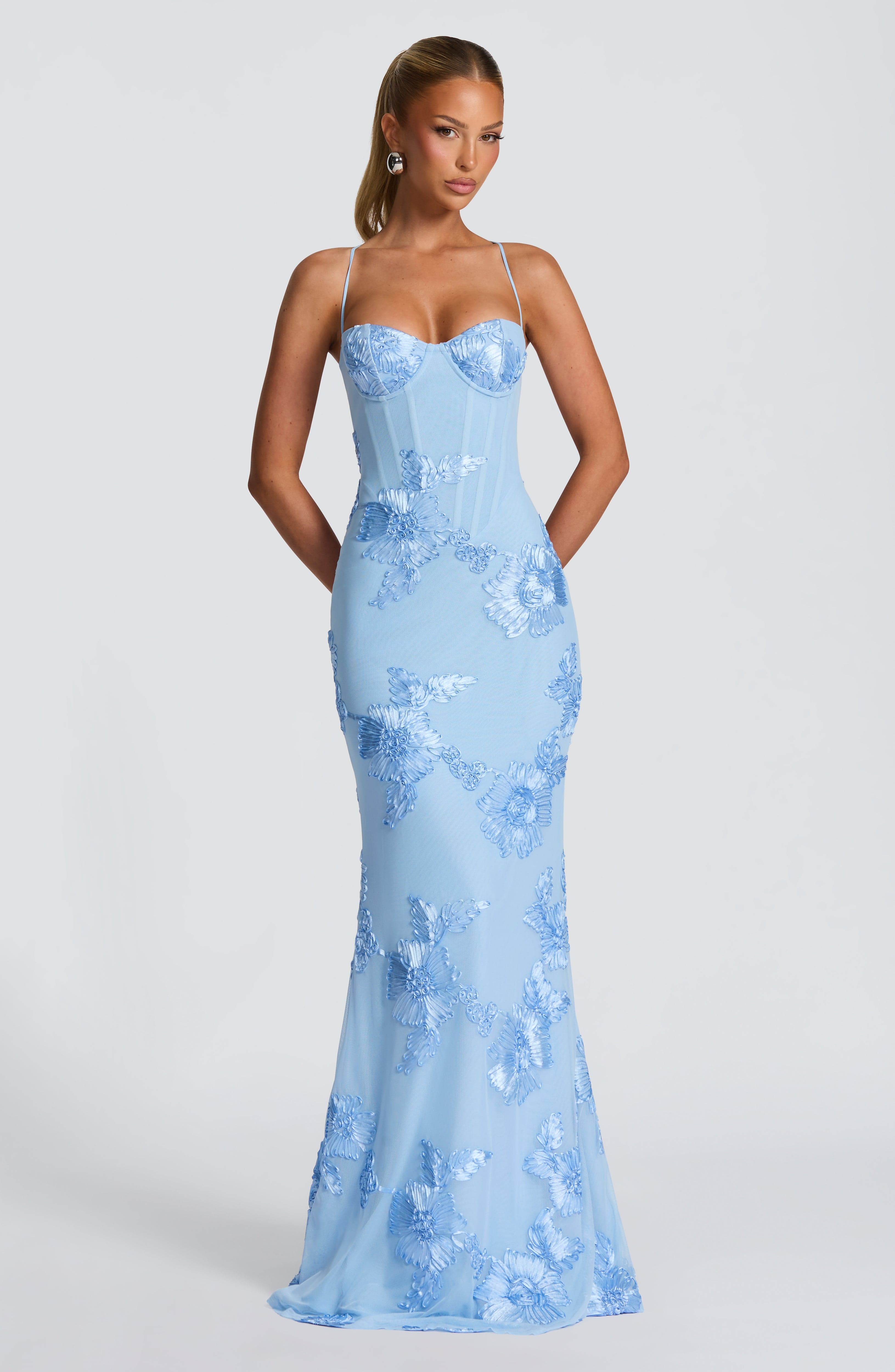 Damen Sommer Spaghettiträgern Maxi Hochzeitsgastkleid