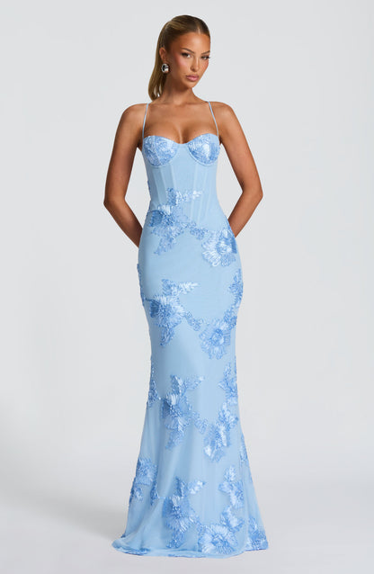 Damen Sommer Spaghettiträgern Maxi Hochzeitsgastkleid