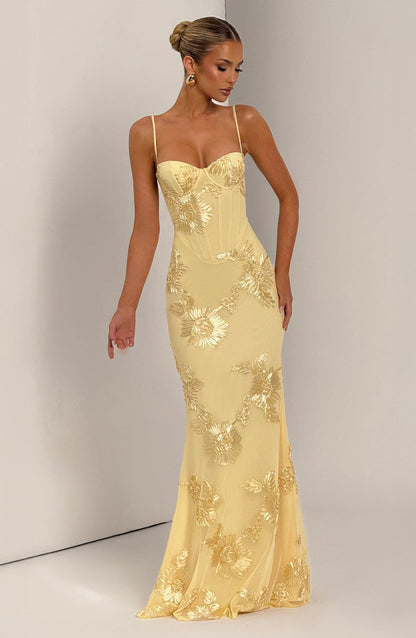 Damen Sommer Spaghettiträgern Maxi Hochzeitsgastkleid