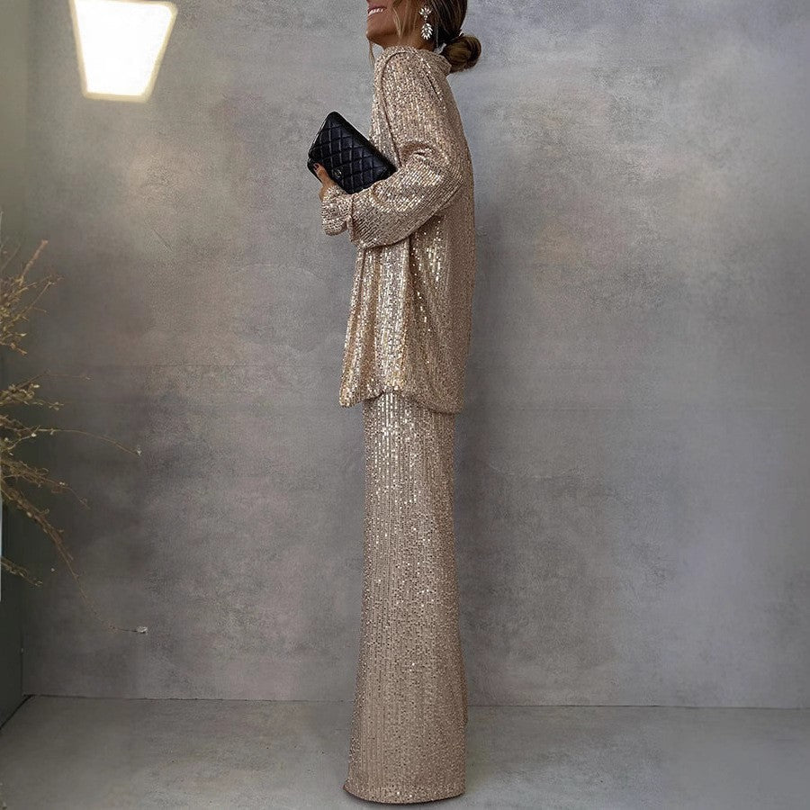 Trendiger High-Waist Paillettenanzug