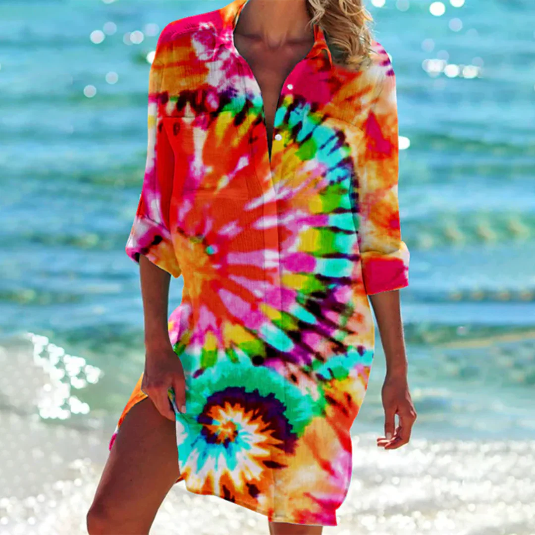 Damen Sommer Meeresmuster Tunika Bluse