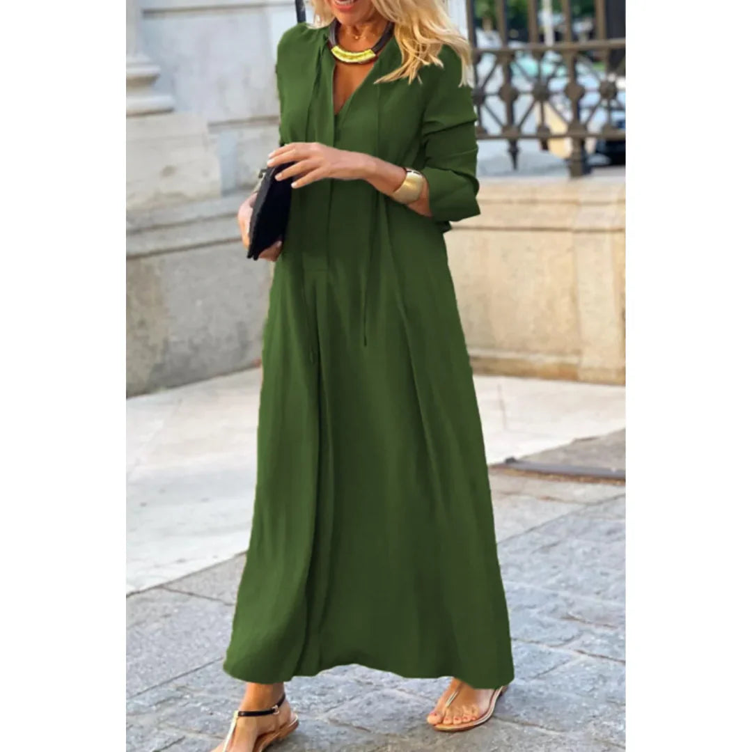 Damen Sommer Lockerer Schnitt Maxi Blusenkleid