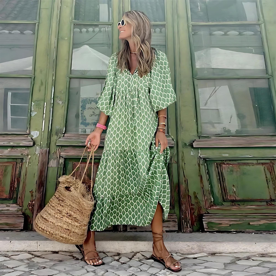 Damen Boho Gedruckt Sommerkleid