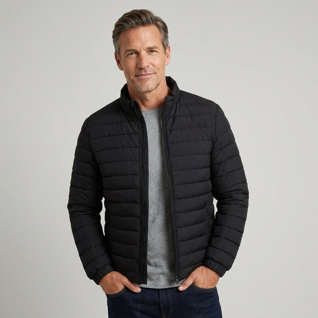 Wattierte Steppjacke mit Reißverschluss und Stehkragen