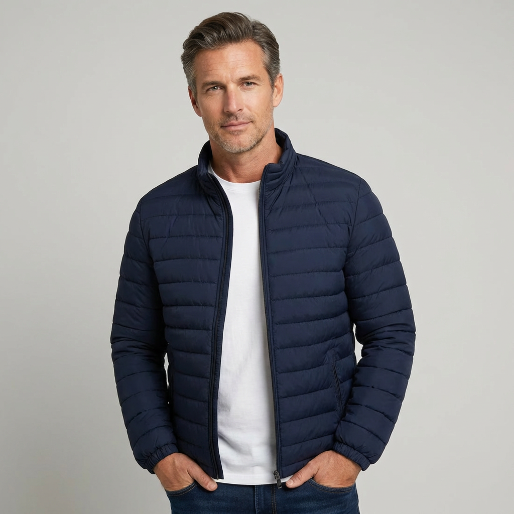 Wattierte Steppjacke mit Reißverschluss und Stehkragen