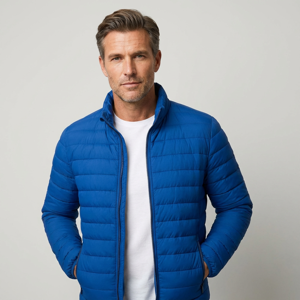 Wattierte Steppjacke mit Reißverschluss und Stehkragen