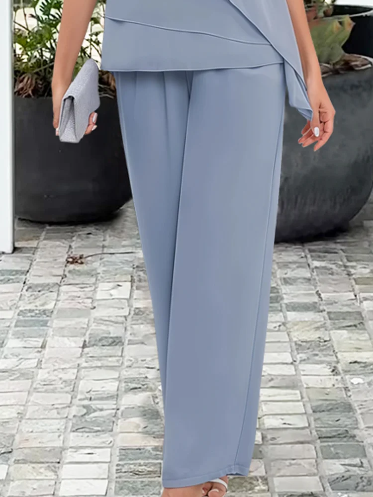 Damen Kurzarm Elegant Zweiteiliger Set