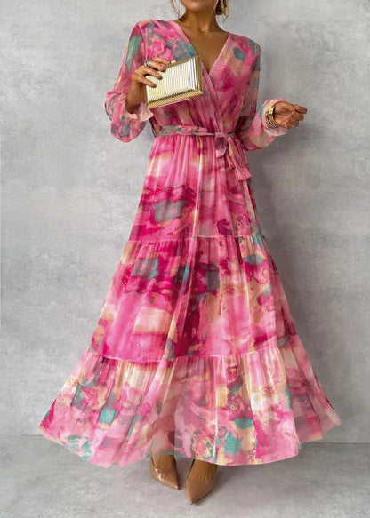 Elena | Damen Sommer Geblümtes Maxikleid