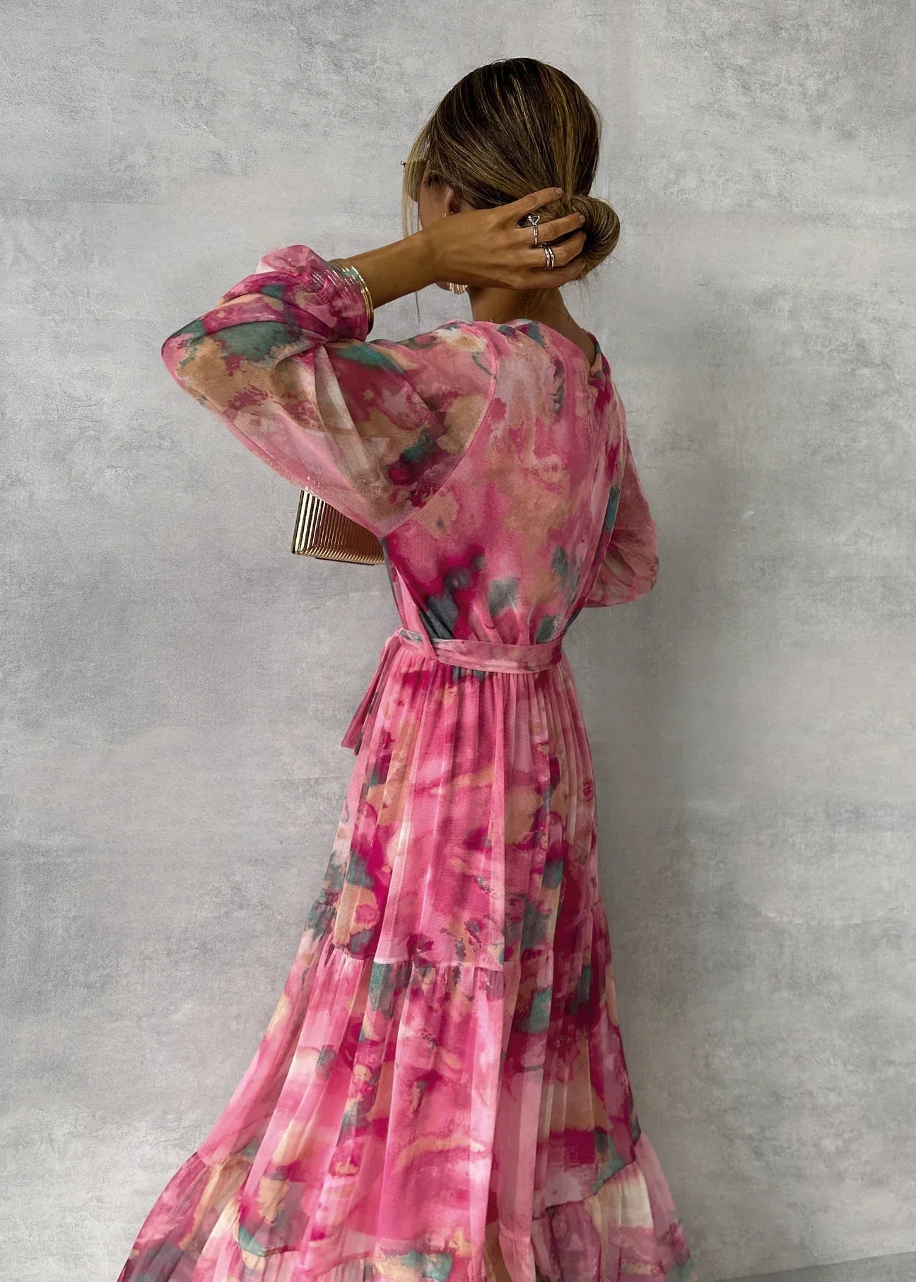 Elena | Damen Sommer Geblümtes Maxikleid