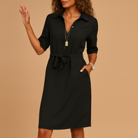 Damen Lässiges Wickel Midikleid