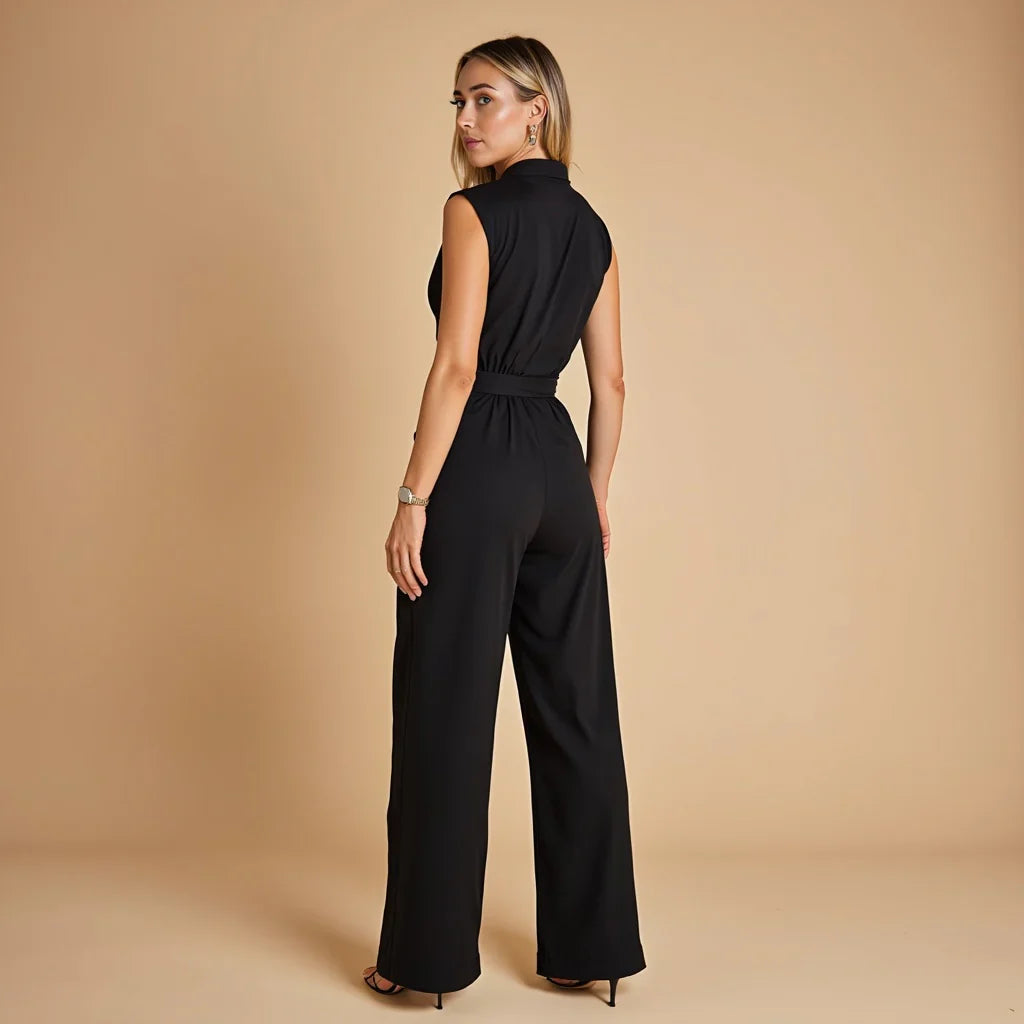 Damen Ärmelloser Taillierter Sommer Jumpsuit