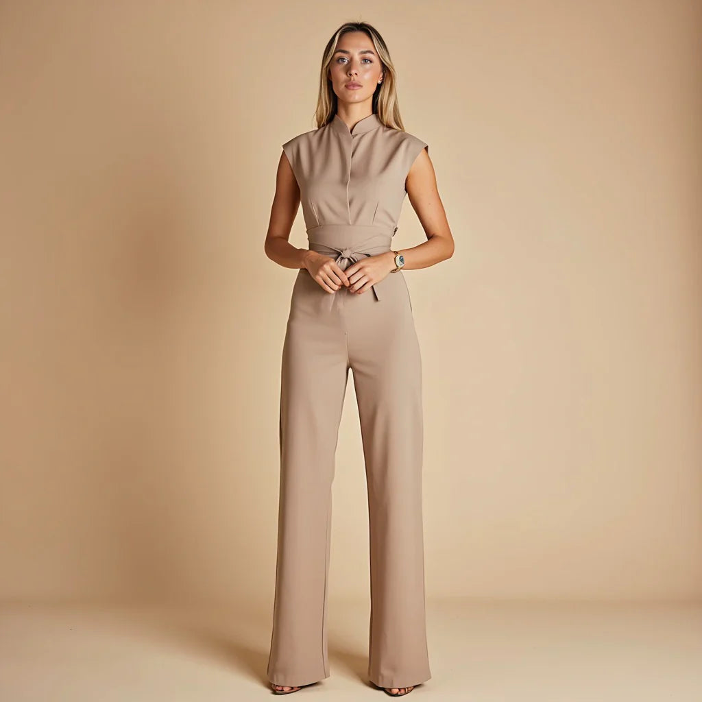 Damen Ärmelloser Taillierter Sommer Jumpsuit