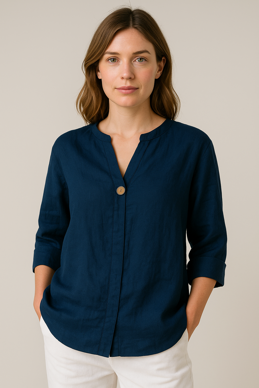 Damen Sommer V Ausschnitt Bluse