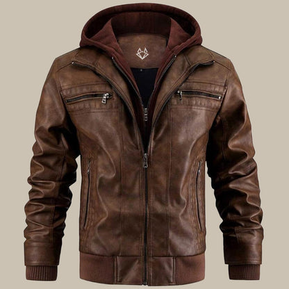 Peter | Herren Komfort Kapuze Lederjacke