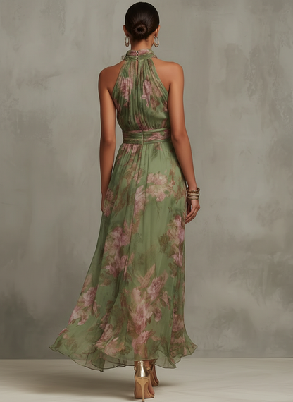 Pernelle | Damen Sommer Halterneck Blumenkleid