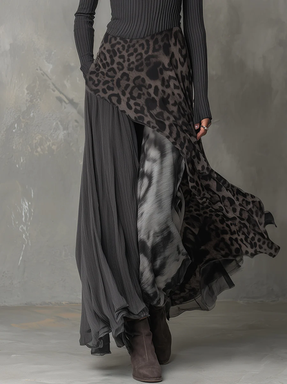 Johanna | Damen Leopardenmuster Lässiges Maxikleid