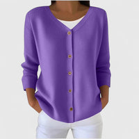 Barbara | Damen Raffinierte V-Ausschnitt-Strickjacke mit Knöpfen