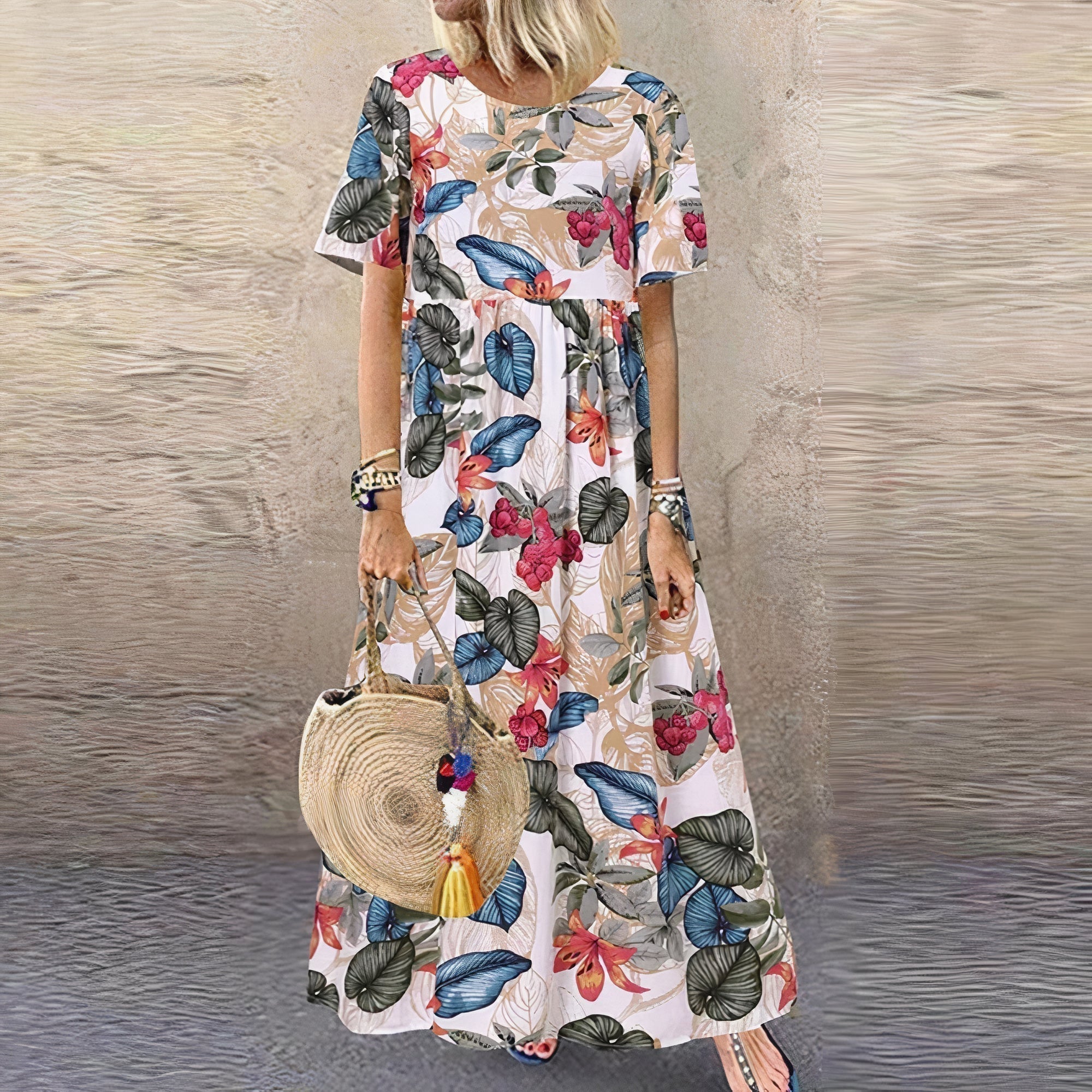 Damen Geblümtes Spitzen Maxi Sommerkleid