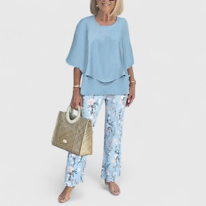 Damen Relaxed Fit Gemustert Casual Zweiteiler Set