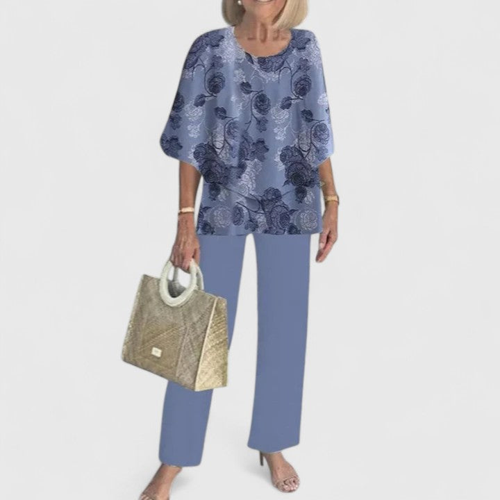 Damen Relaxed Fit Gemustert Casual Zweiteiler Set