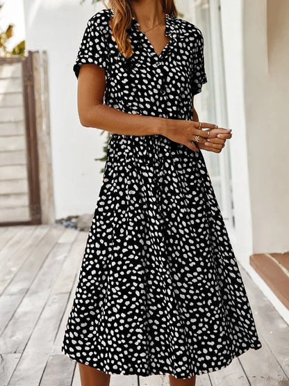 Anna | Damen Lässiges Bedrucktes Hemdkleid
