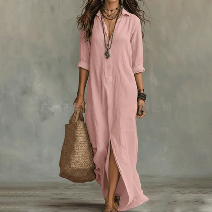 Petra | Damen Sommer Leinen Maxikleid