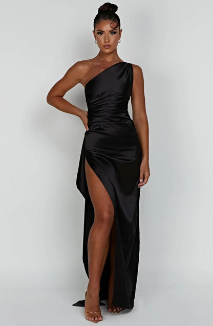 Emilia | Damen Elegantes Ein Schulter Ausschnitt Maxikleid