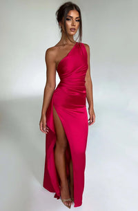 Emilia | Damen Elegantes Ein Schulter Ausschnitt Maxikleid