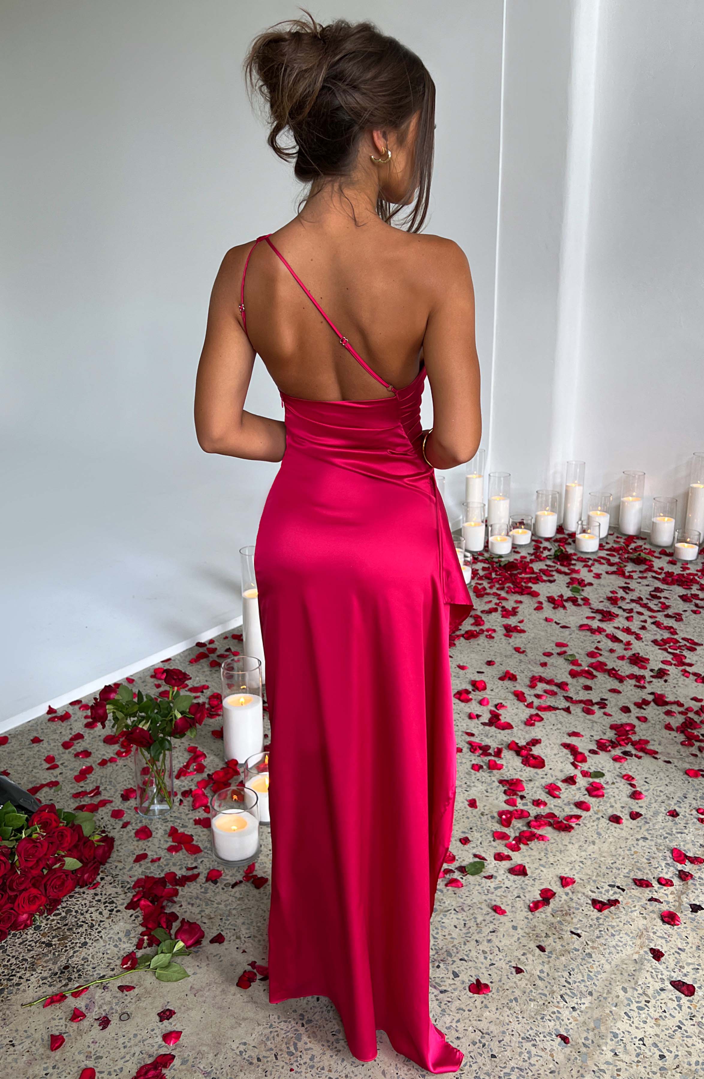 Damen Ein Schulter Drapiert Abendkleid