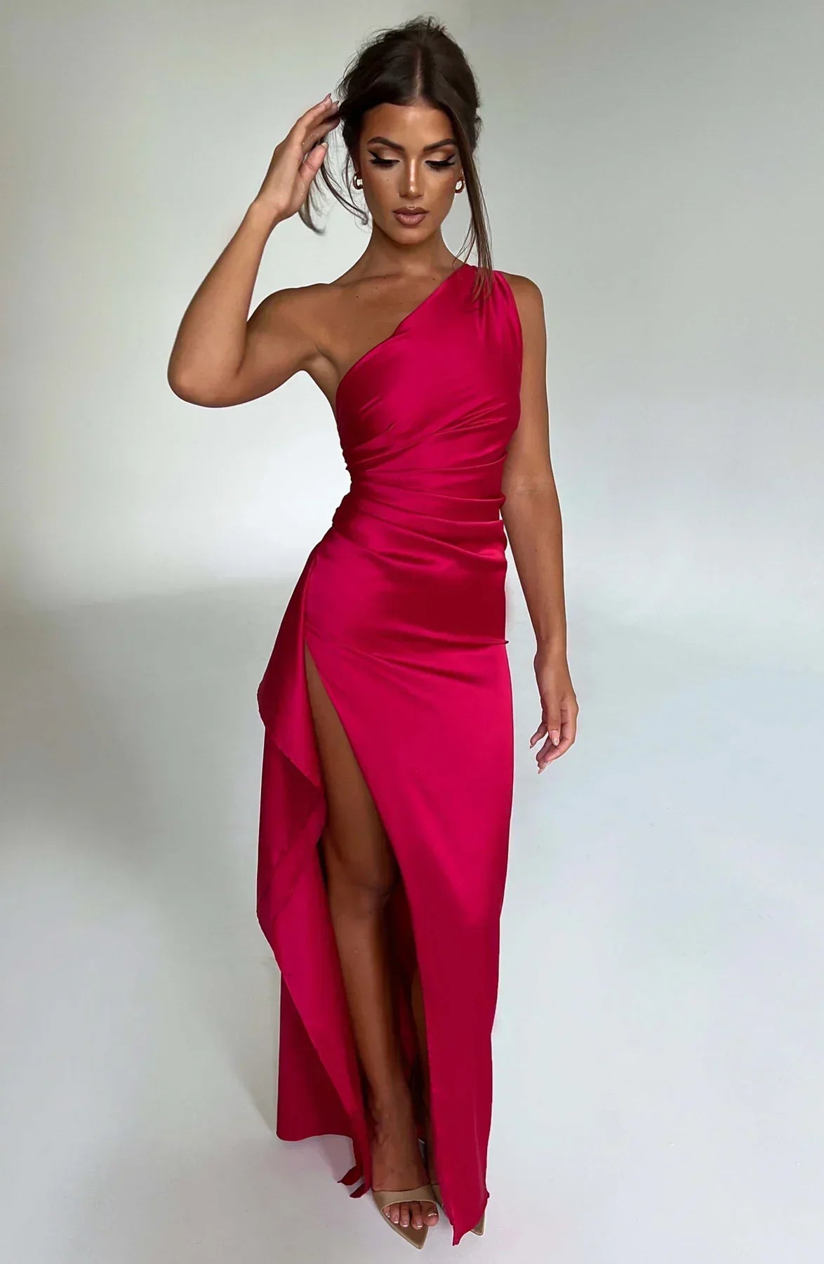 Emilia | Damen Elegantes Ein Schulter Ausschnitt Maxikleid