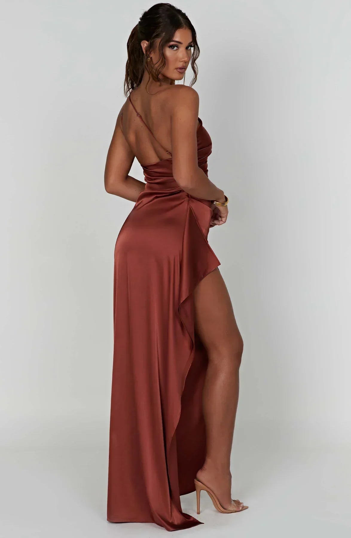 Emilia | Damen Elegantes Ein Schulter Ausschnitt Maxikleid