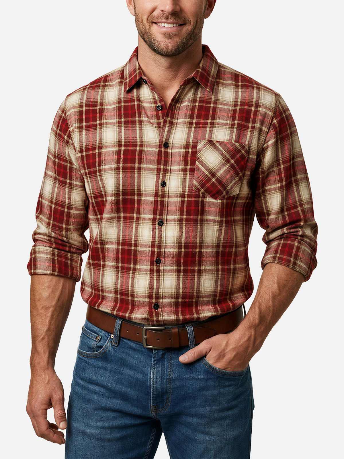 Simon | Herren Kariertes Heritage Flanell Hemd