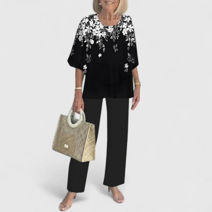 Damen Relaxed Fit Gemustert Casual Zweiteiler Set