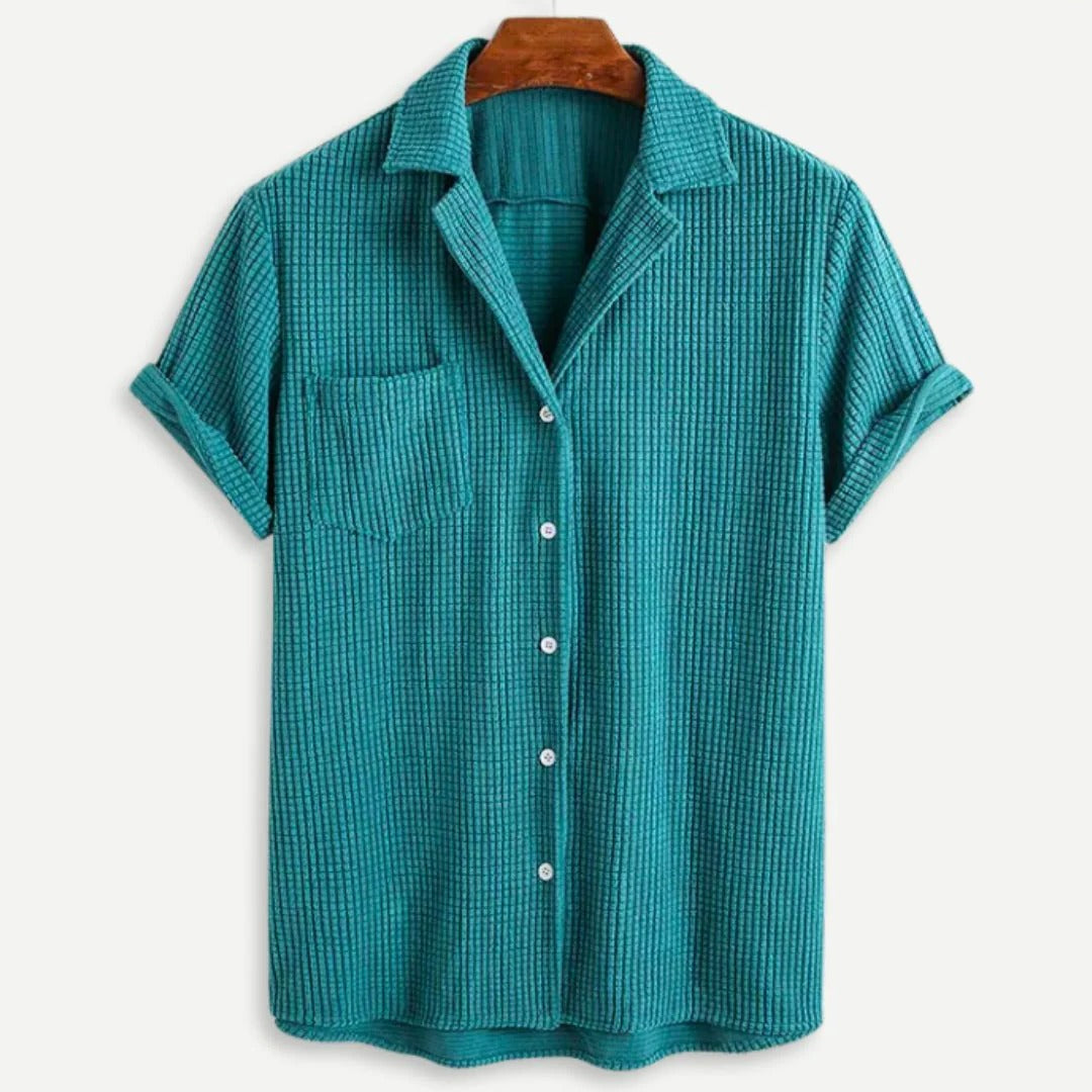 Herren Sommer Button Front Waffelstrick Hemd