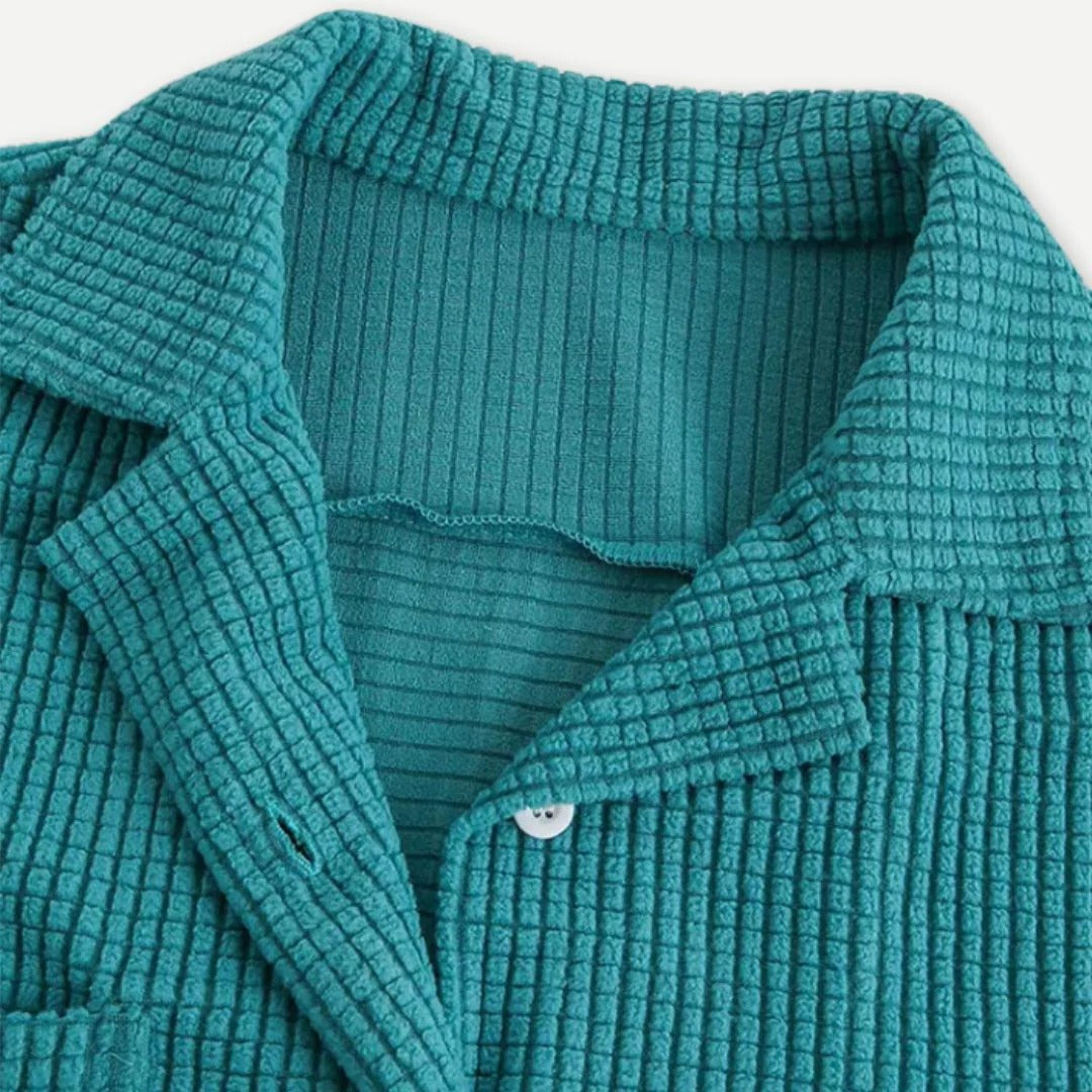Herren Sommer Button Front Waffelstrick Hemd