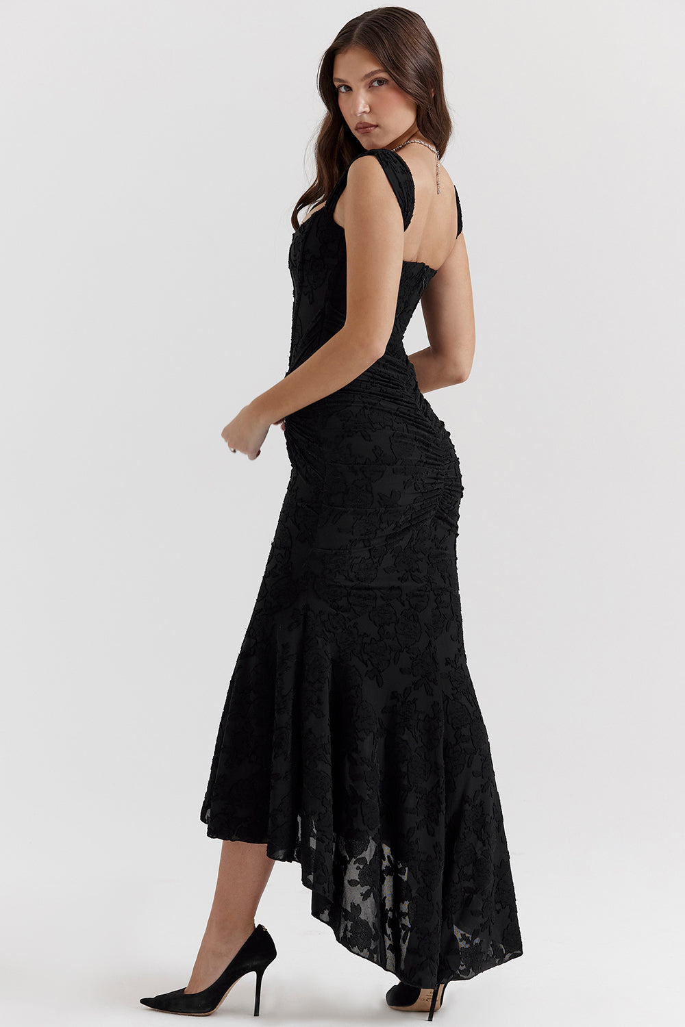 Linda | Damen Formales Geraffte Taille Hochzeitsgastkleid