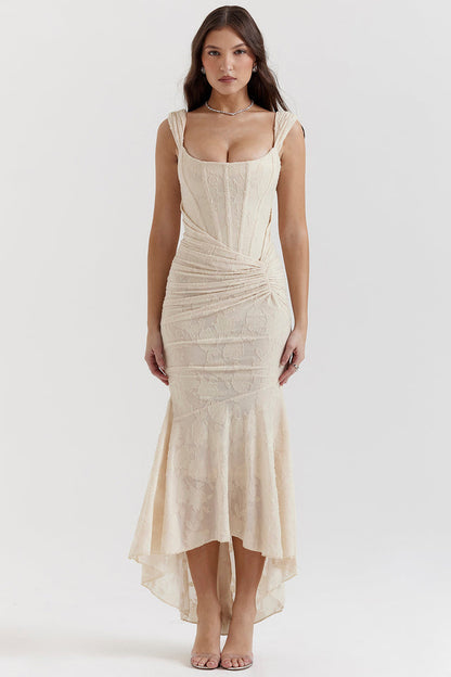 Linda | Damen Formales Geraffte Taille Hochzeitsgastkleid