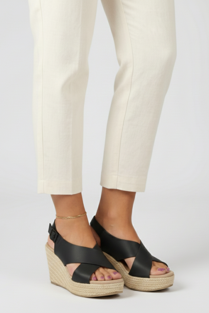 Damen Keilabsatz Überkreuz Slingback Sandalen