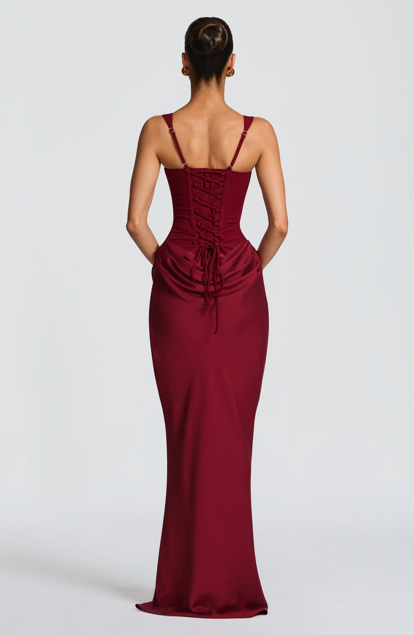 Justine | Damen Elegantes Drapiertes Abend Maxikleid