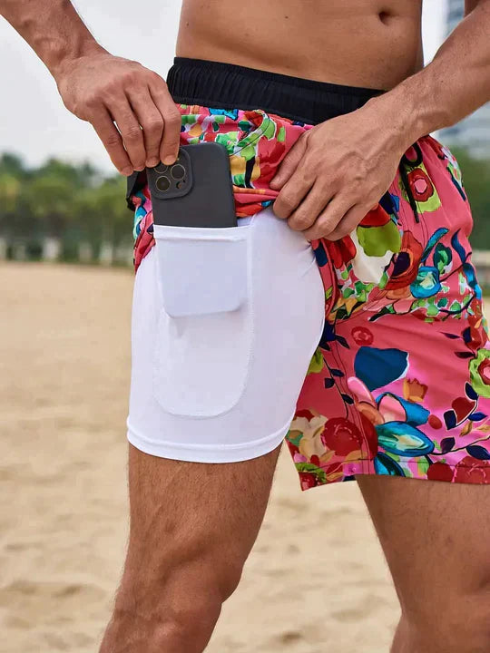 Herren Sportlicher Slim Fit Badehose mit Innenfutter
