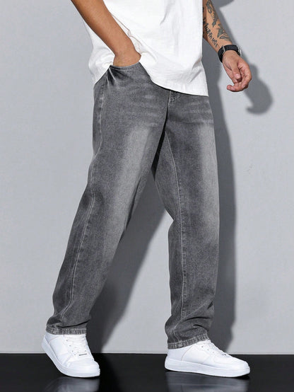 Herren Klassische Gerade Freizeit Jeanshose