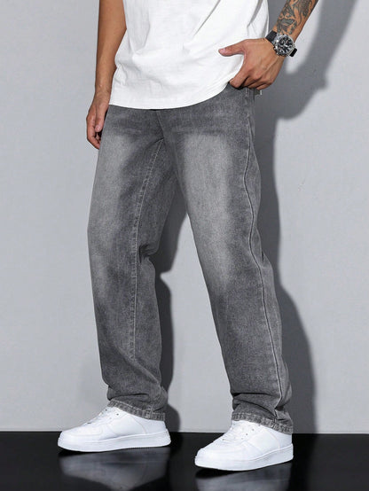 Herren Klassische Gerade Freizeit Jeanshose