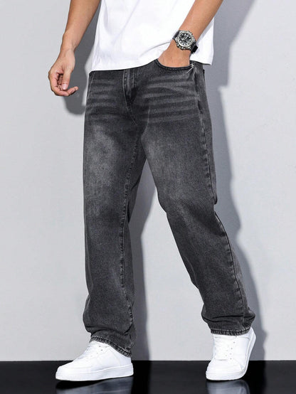 Herren Klassische Gerade Freizeit Jeanshose