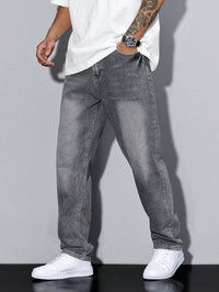 Herren Klassische Gerade Freizeit Jeanshose