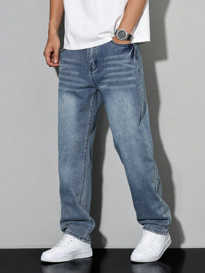 Herren Klassische Gerade Freizeit Jeanshose