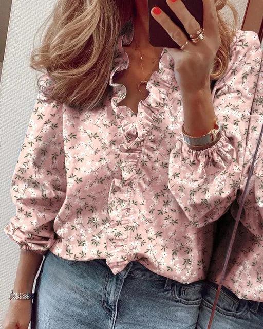 Damen Sommer V Ausschnitt Bluse